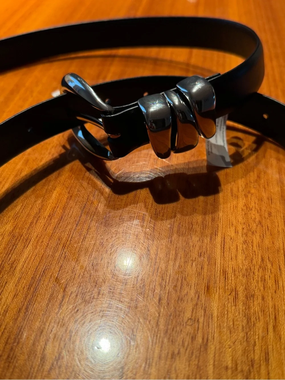 NWT Women’s Madewell Black Leather Belt with Silver Buckle| Sz XXL